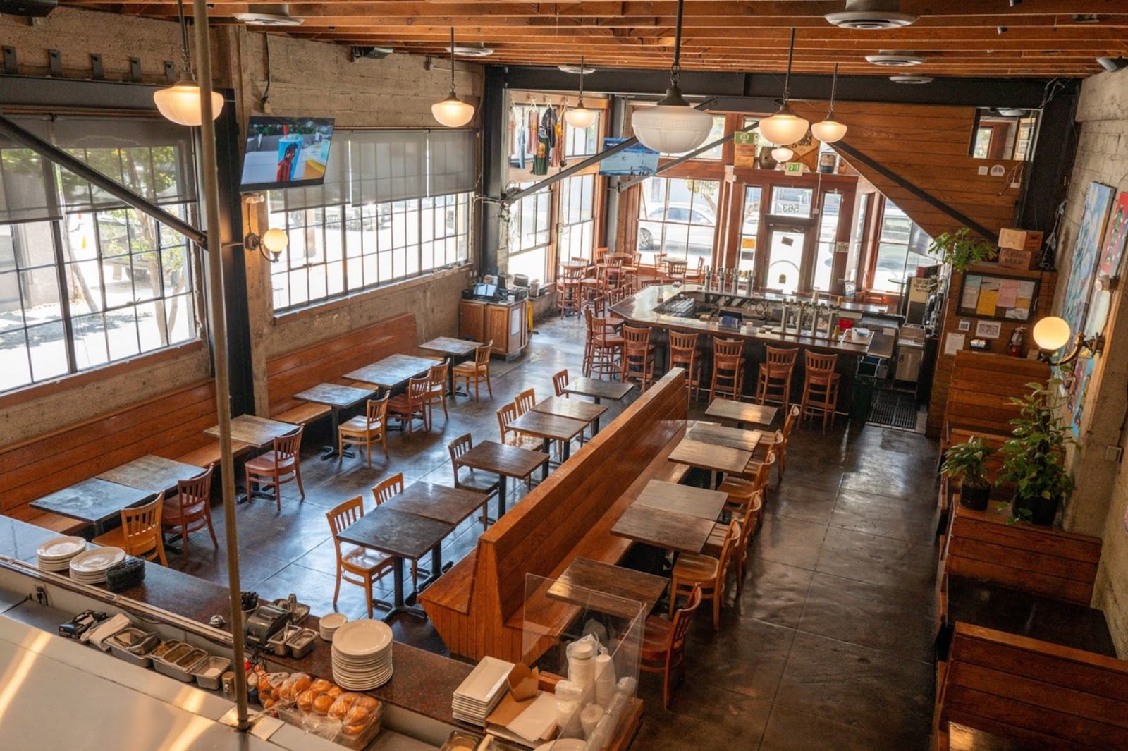 aerial view of interior at 21st Amendment Brewery, San Francisco