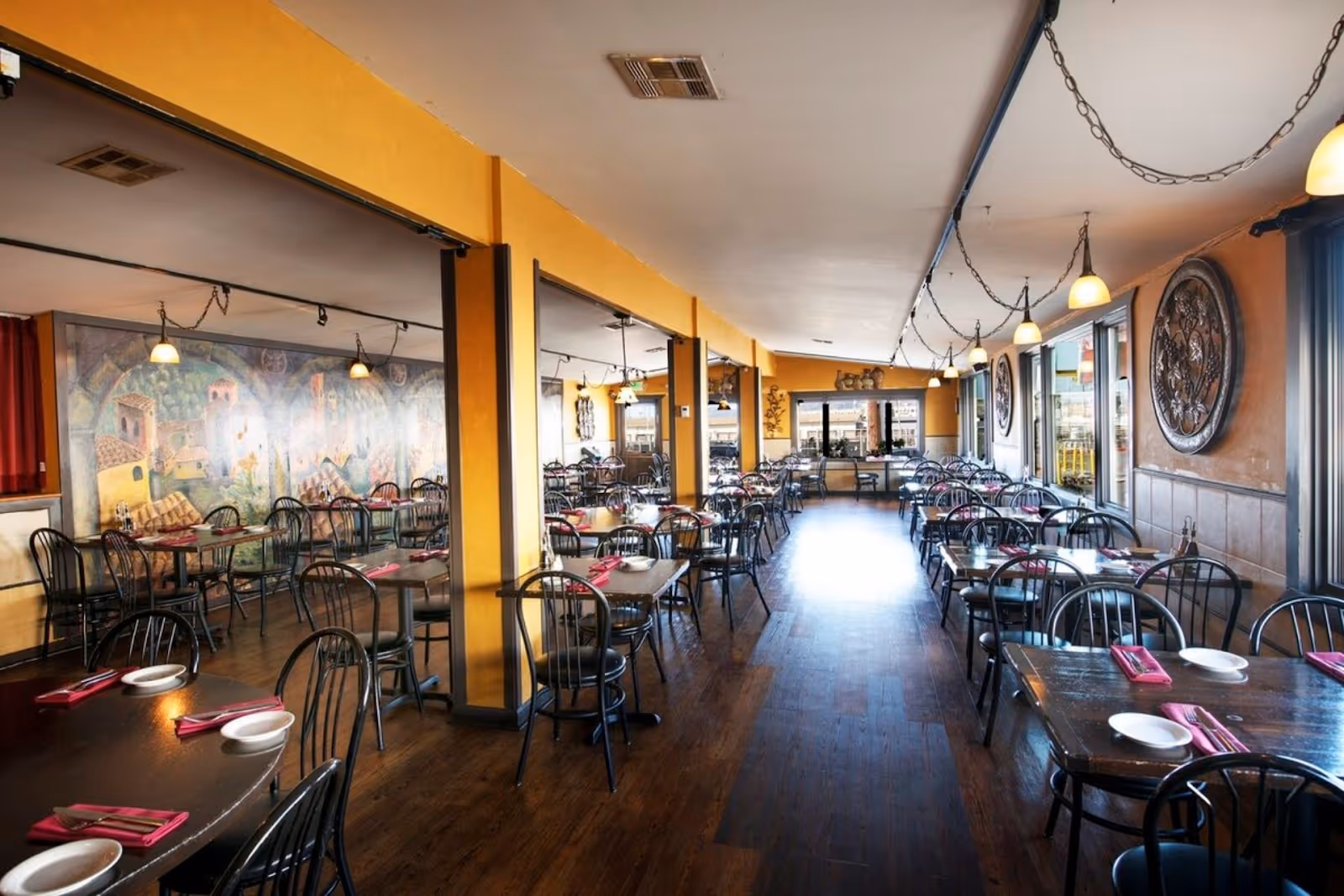 interior view of seating at Cioppino's restaurant, SF