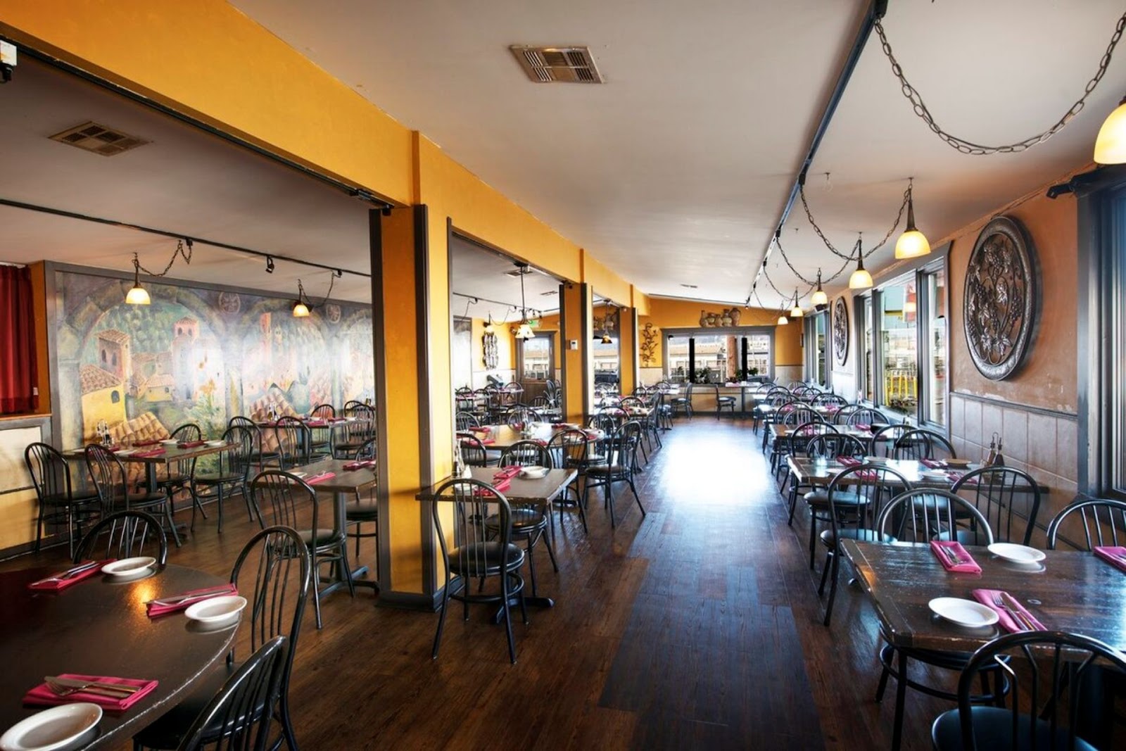 interior view of seating at Cioppino's restaurant, SF
