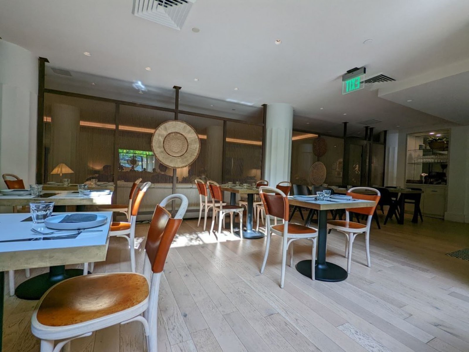 interior view of seating at Abaca restaurant, SF