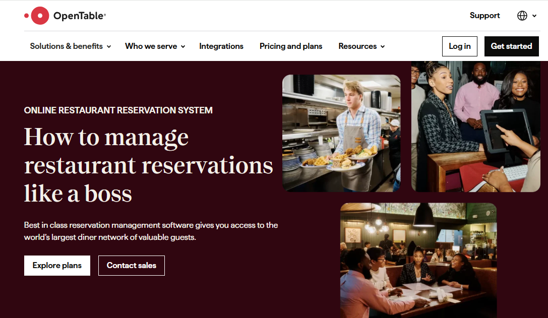 OpenTable homepage