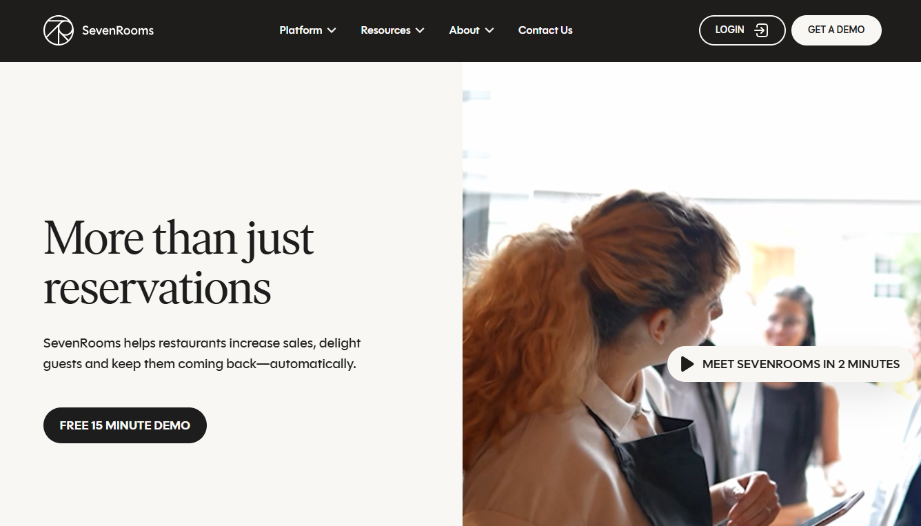 SevenRooms homepage