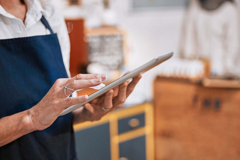 woman on tablet
