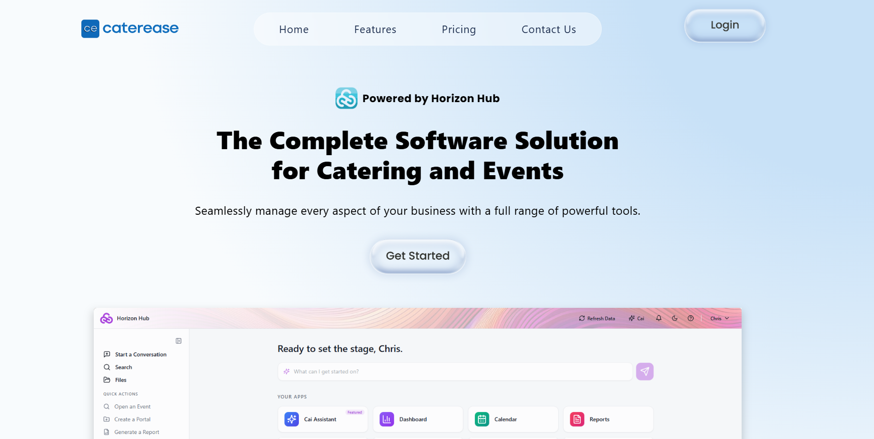 Caterease software homepage