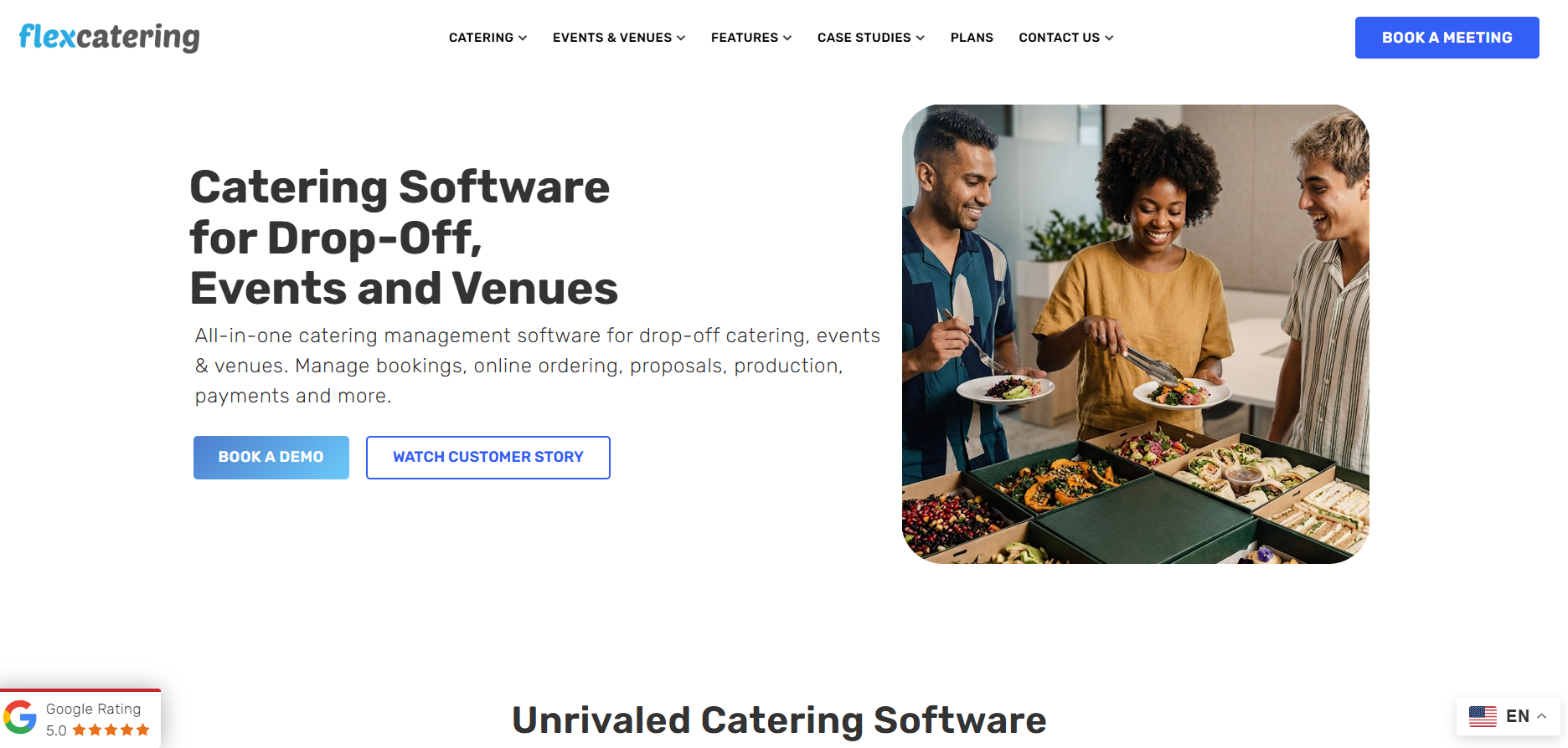 Flex Catering software homepage