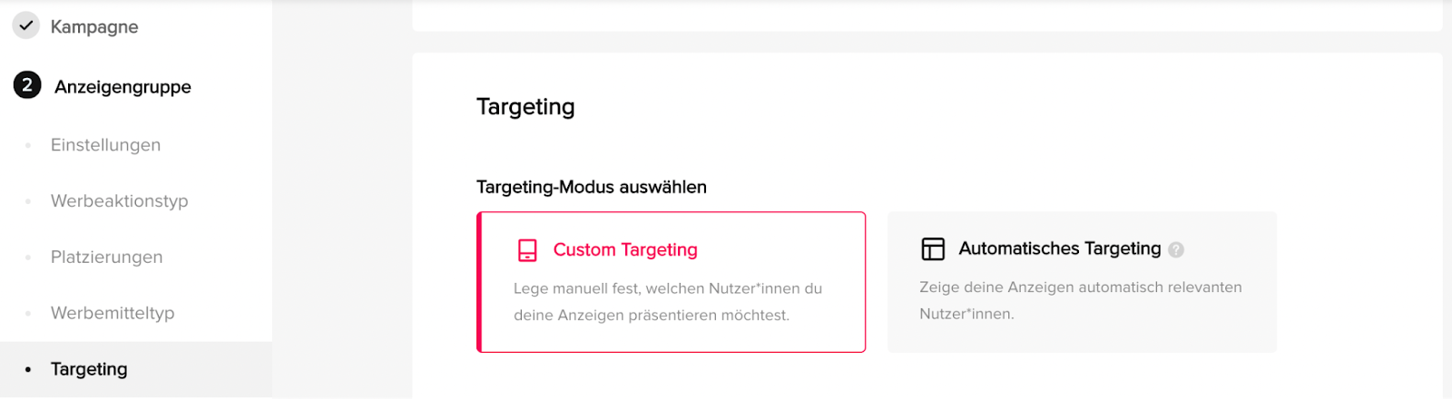 TikTok Custom vs. Automatisches Targeting