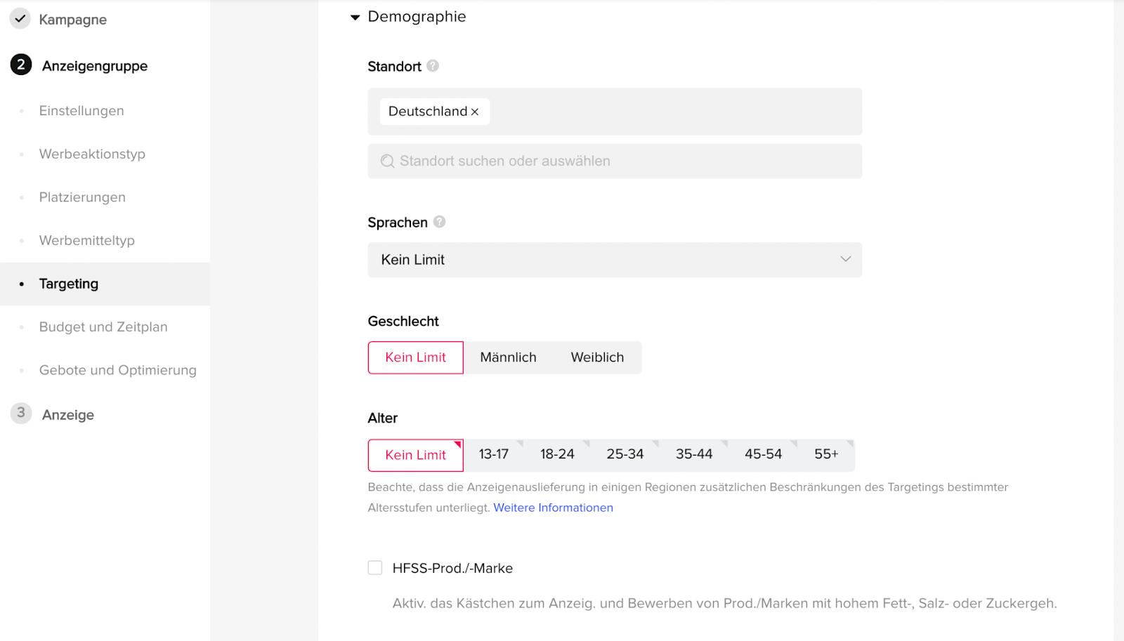 TikTok Targeting: Demographie