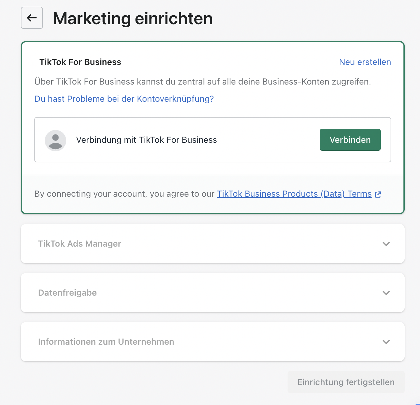 TikTok Business Account verbinden