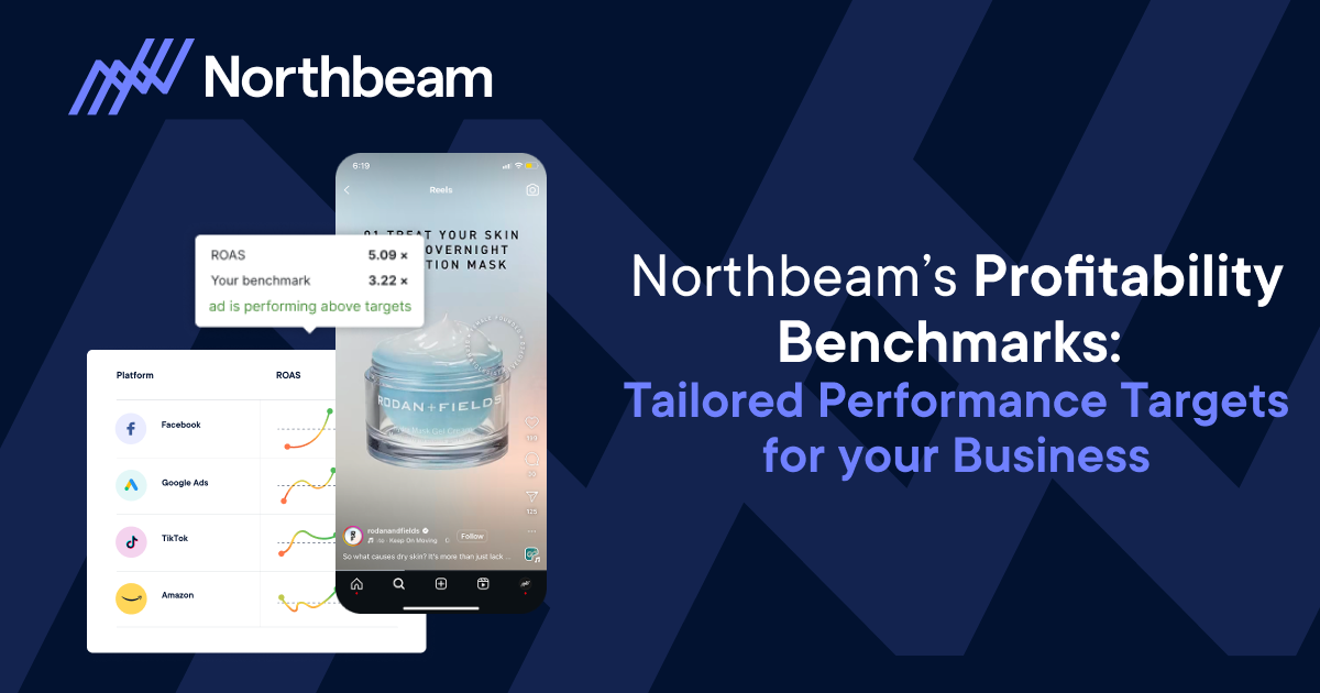 Images of Northbeam's new Profitability Benchmarks tool and dashboard