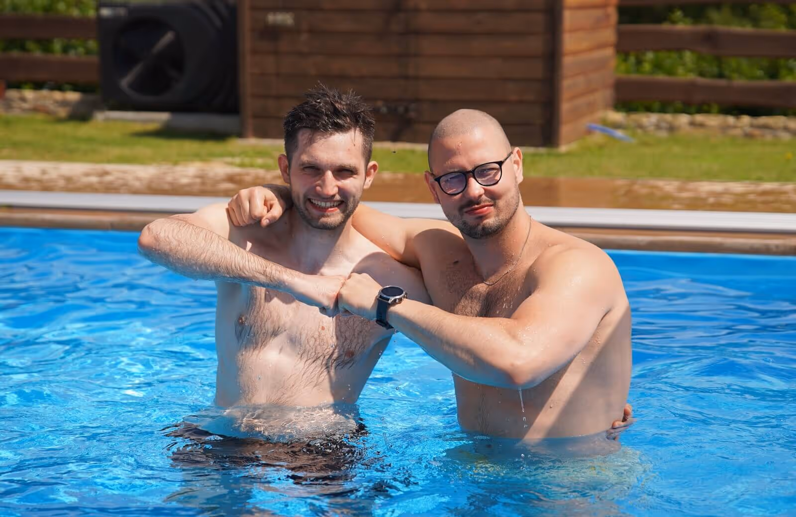 Datumo developers enjoying swimming pool