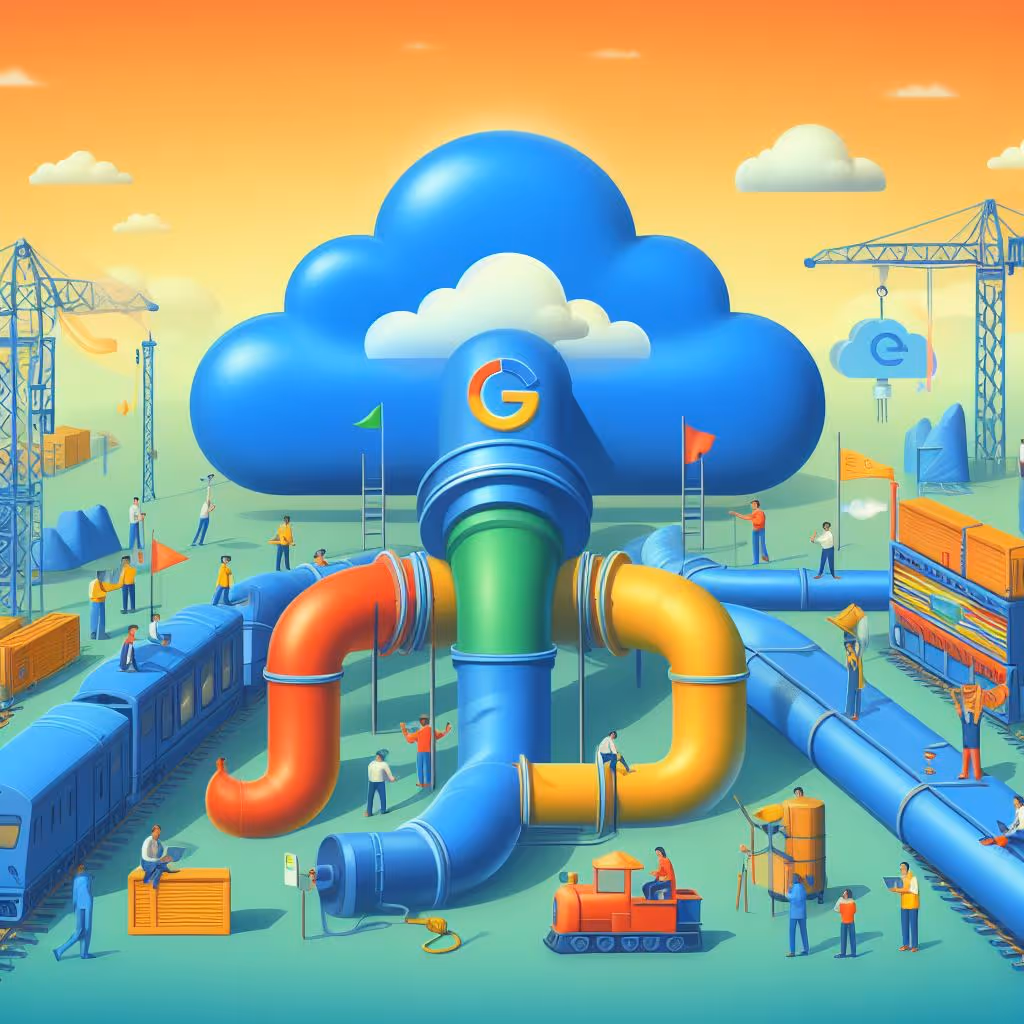 Graphic showing AI interpretations of cloud infrastrutcture