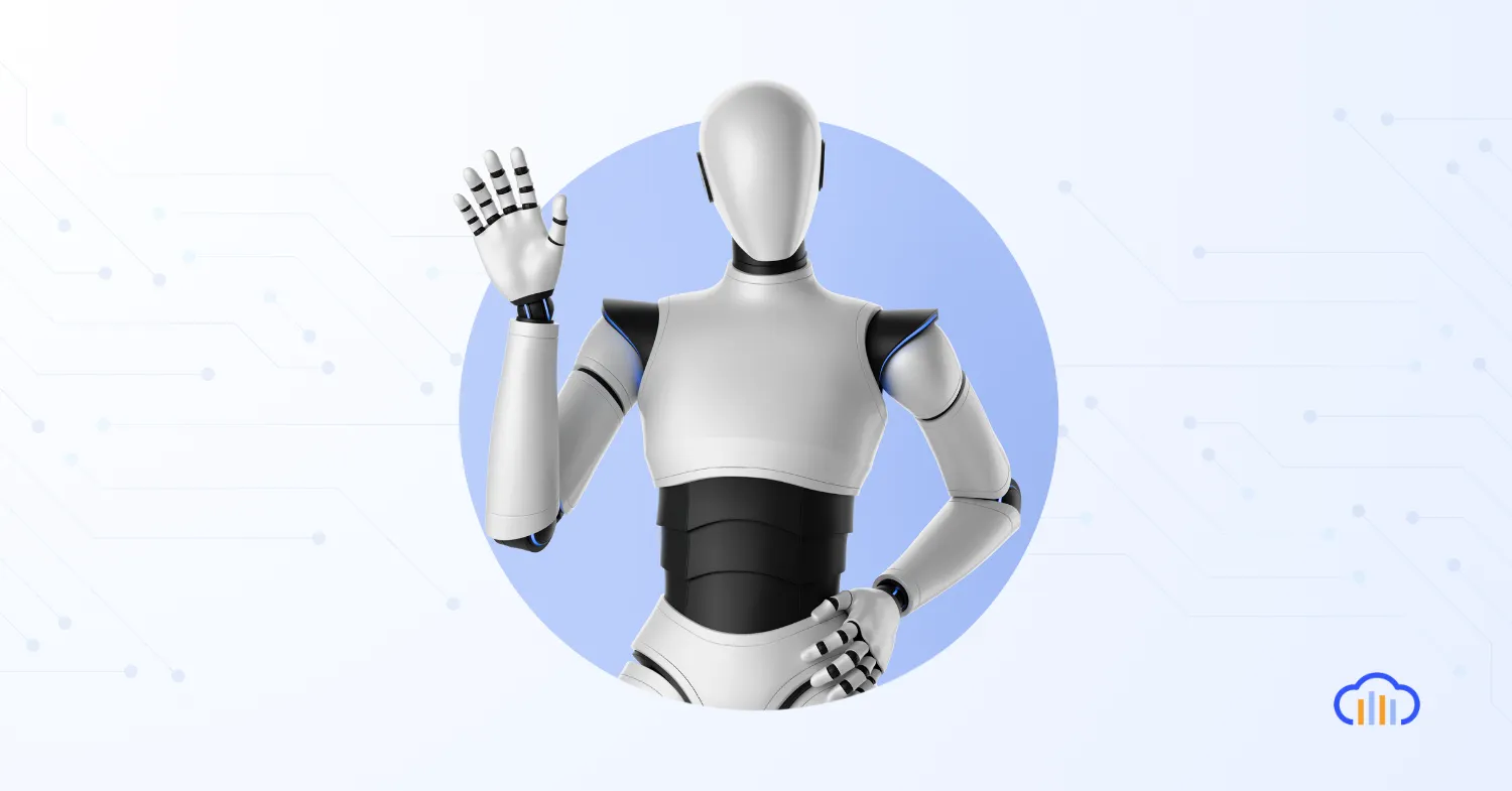 Illustration of a humanoid AI agent representing artificial intelligence.