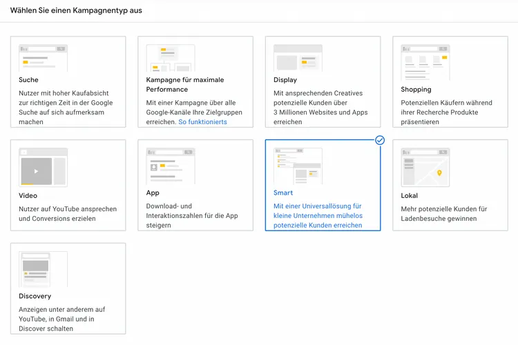 Google Ads smarte Kampagnen