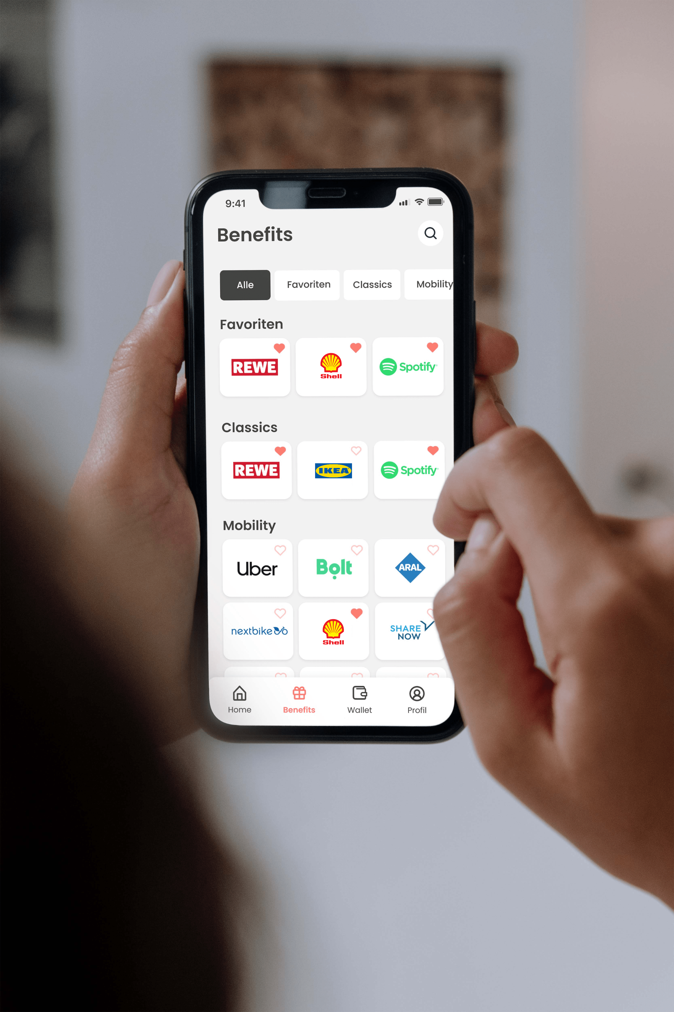 Benefit App in der Nutzung