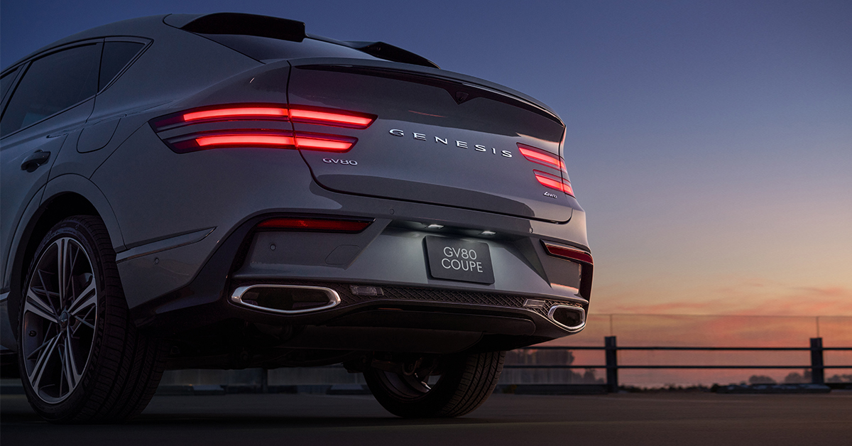 Rear exterior view of Genesis GV80 Coupe