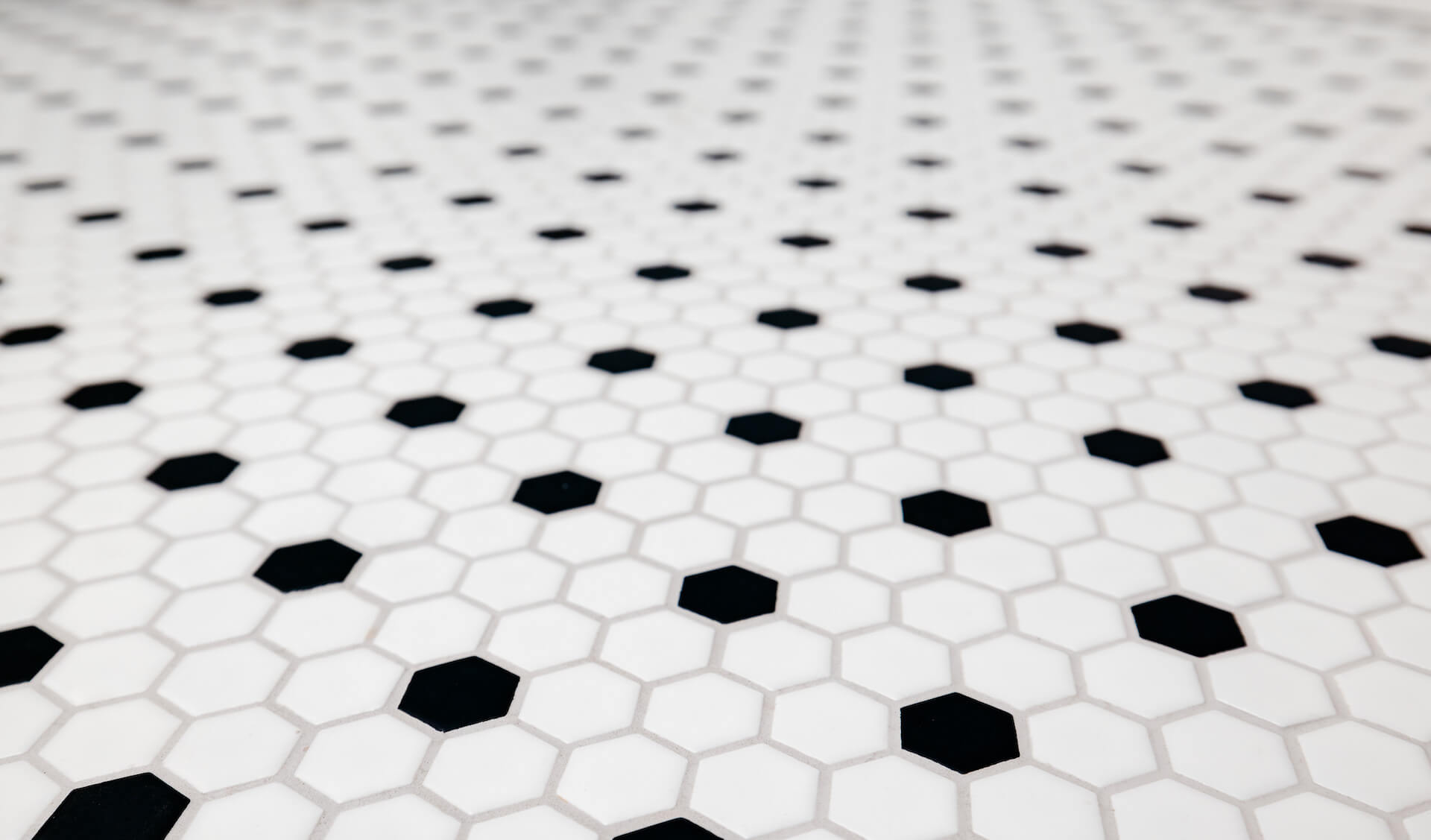 Hexagon Black and White Tile Floor