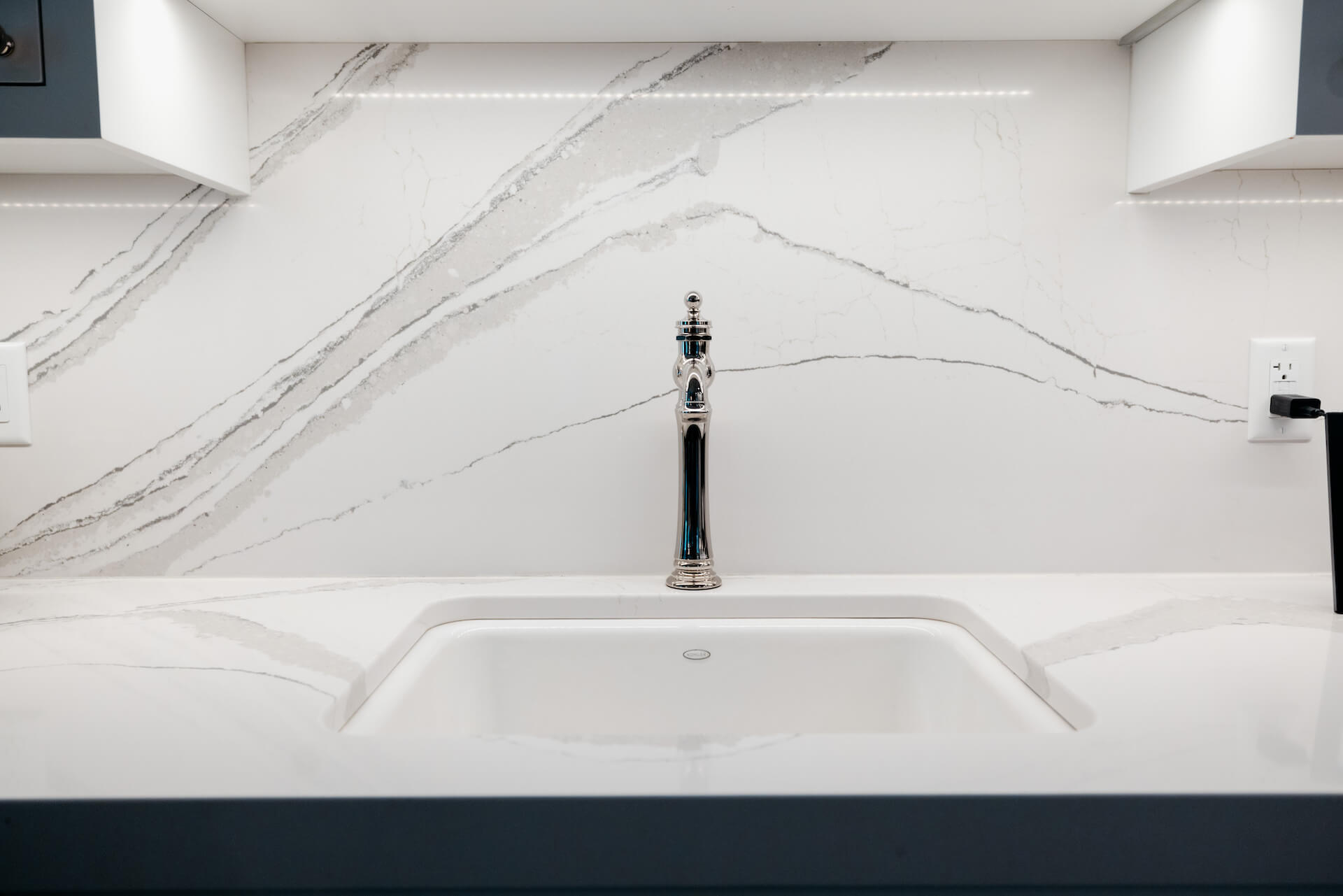 Marble Backsplash and Sink