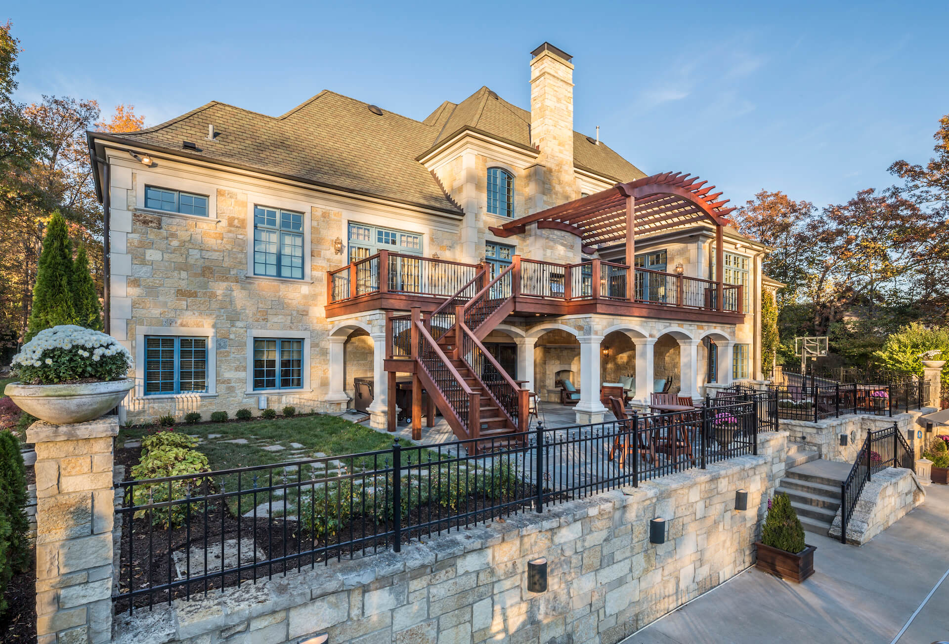 Stone and Wood Exterior in Daylight