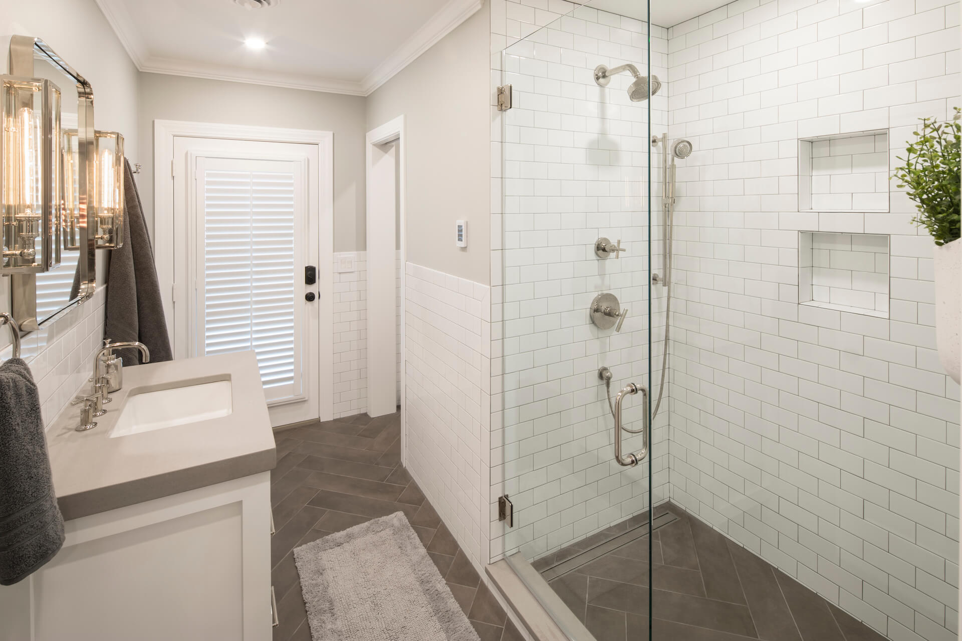 Walk In Shower in White Bathroom