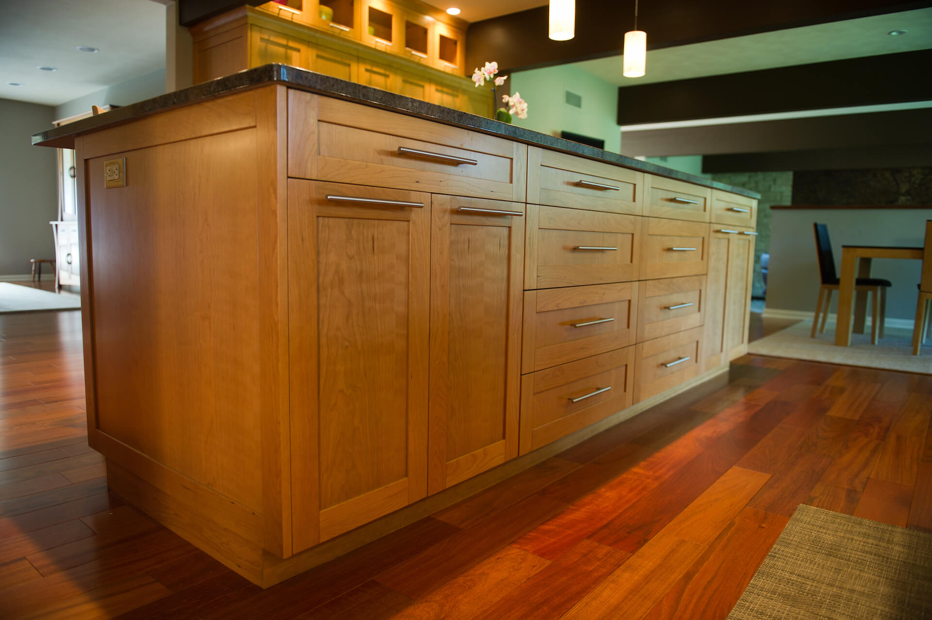 Warm wood kitchen island