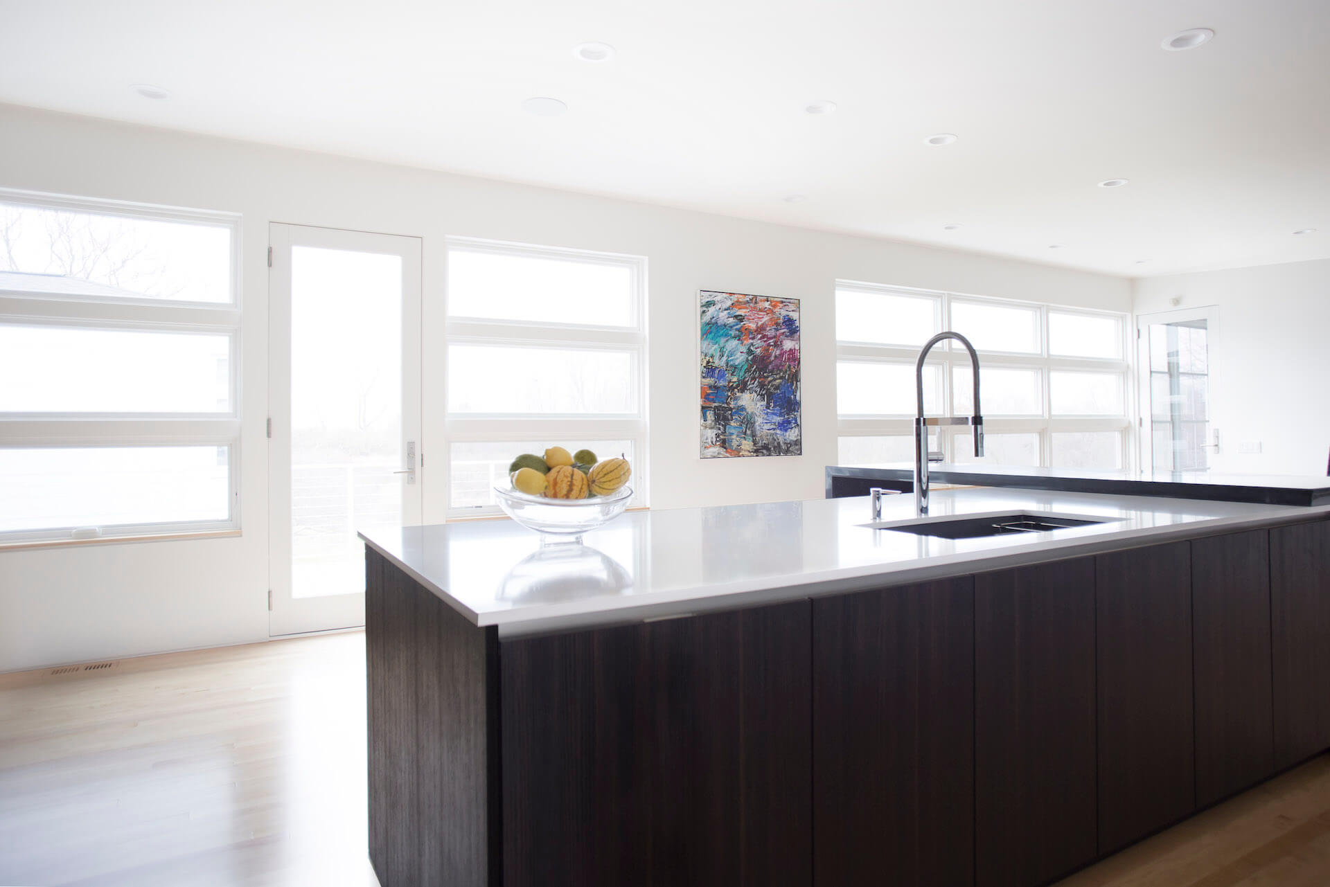 Modern art kitchen angled view