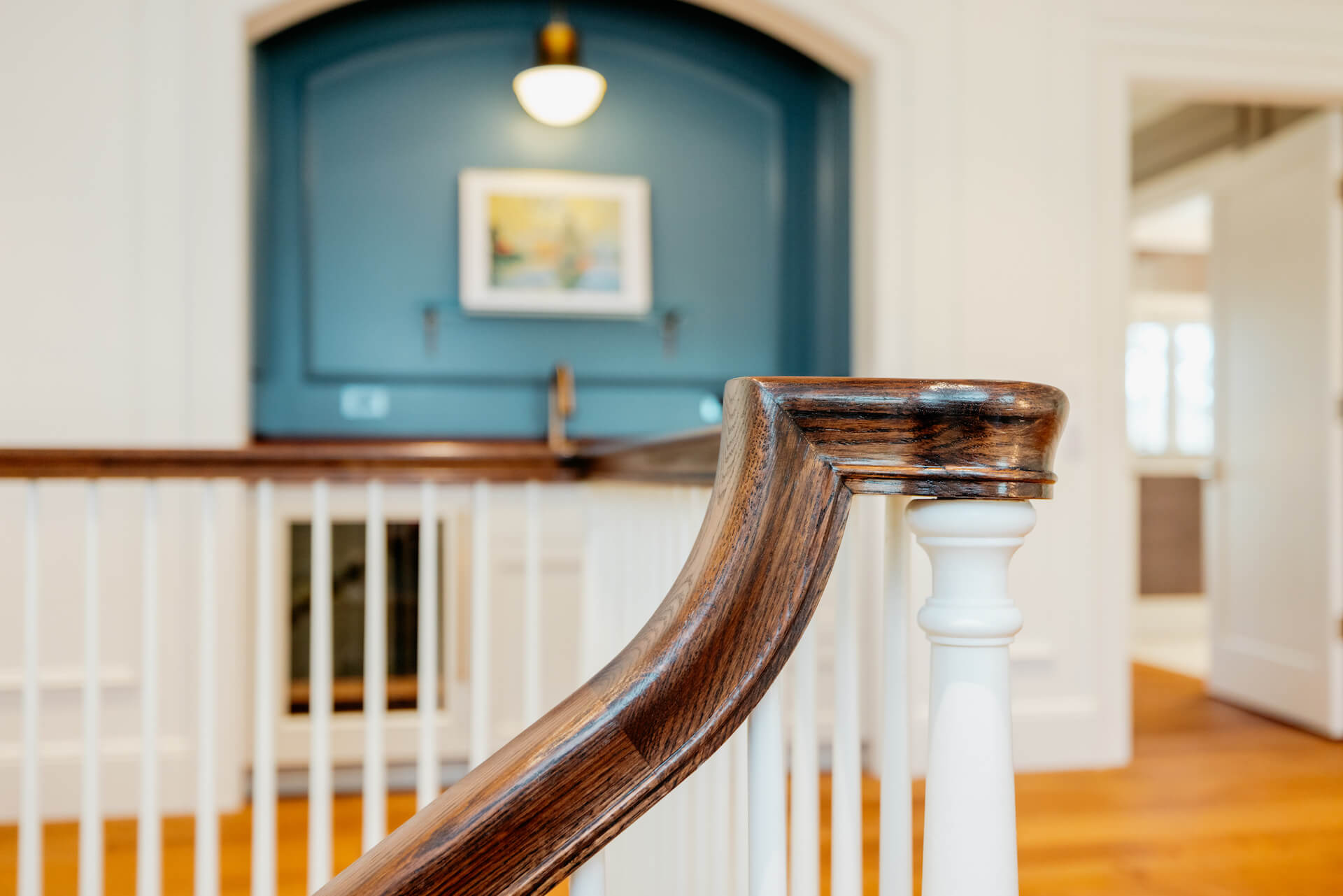 Stained Banister Curved Rise