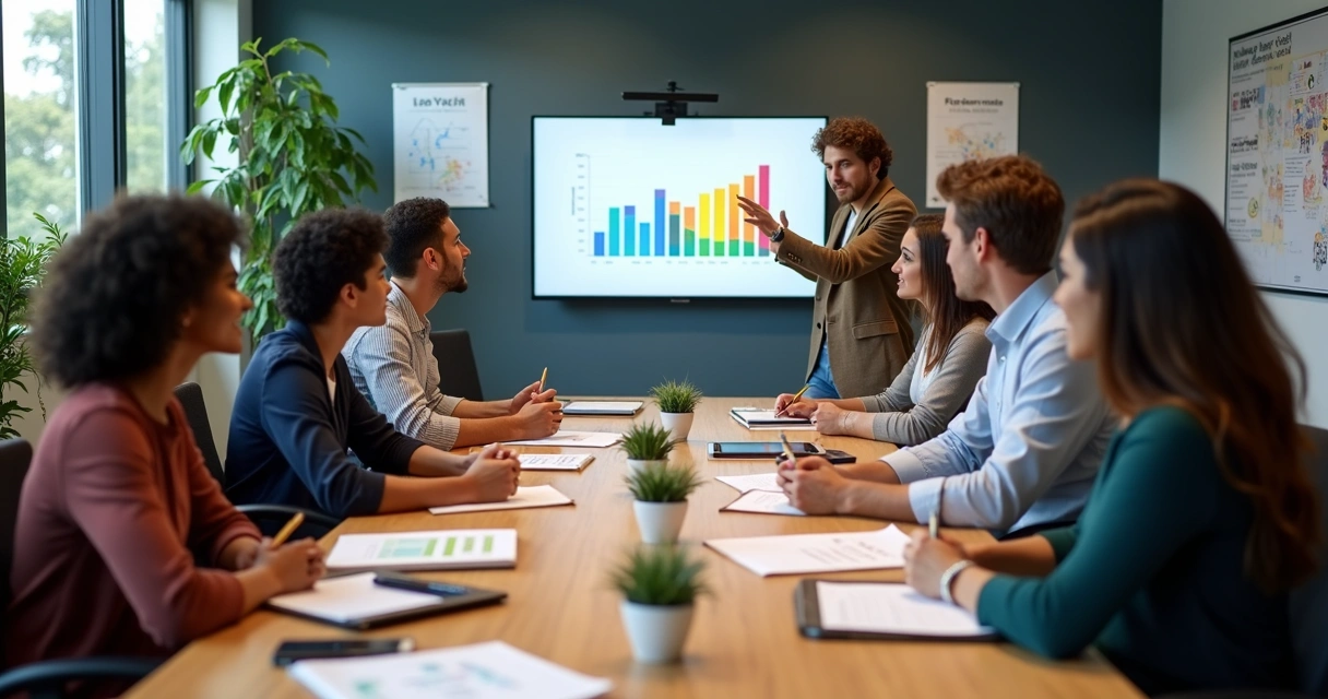 Equipe reunida discutindo desenvolvimento de pessoas