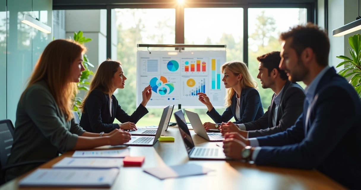 Equipe de RH avaliando perfis de colaboradores em reunião