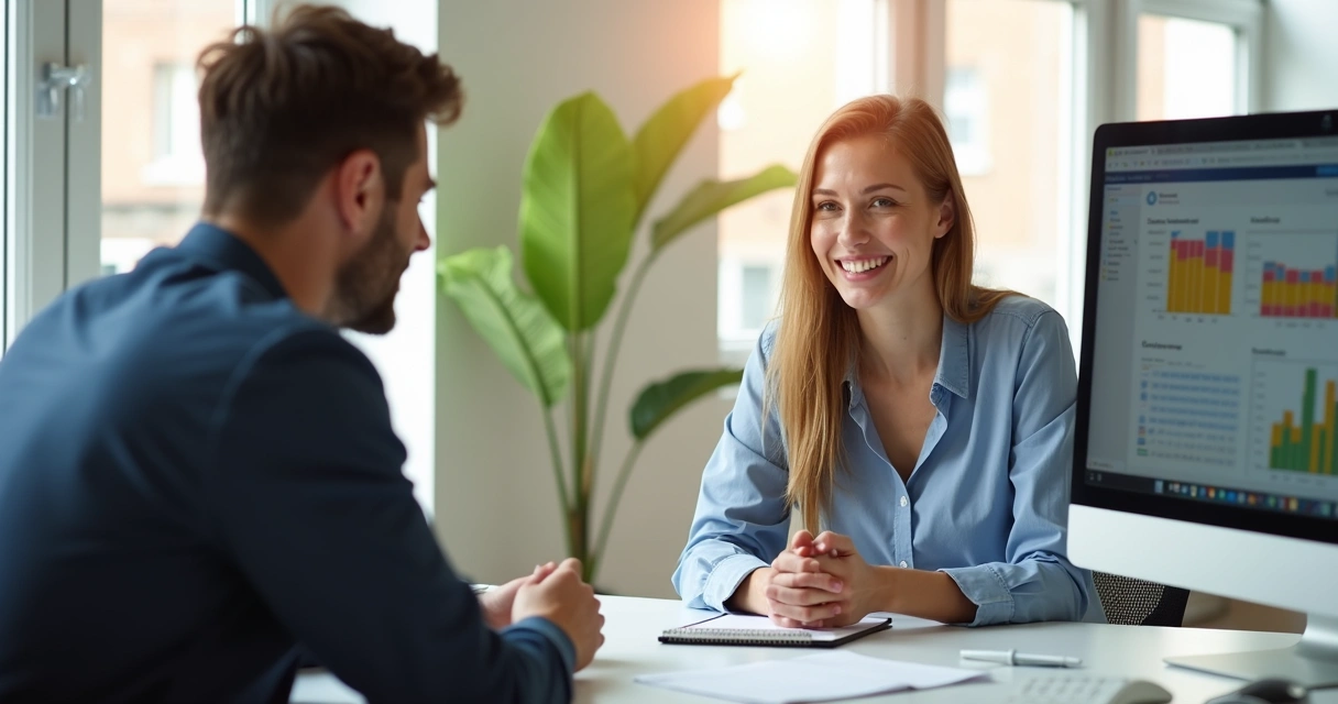 Líder de RH fornecendo feedback ao colaborador 