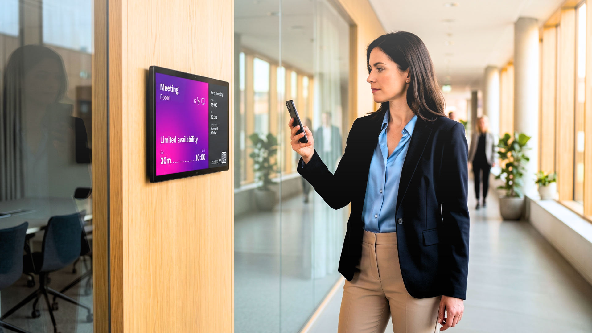 Digital signage kiosk displaying real-time product offers and prices in a retail pharmacy