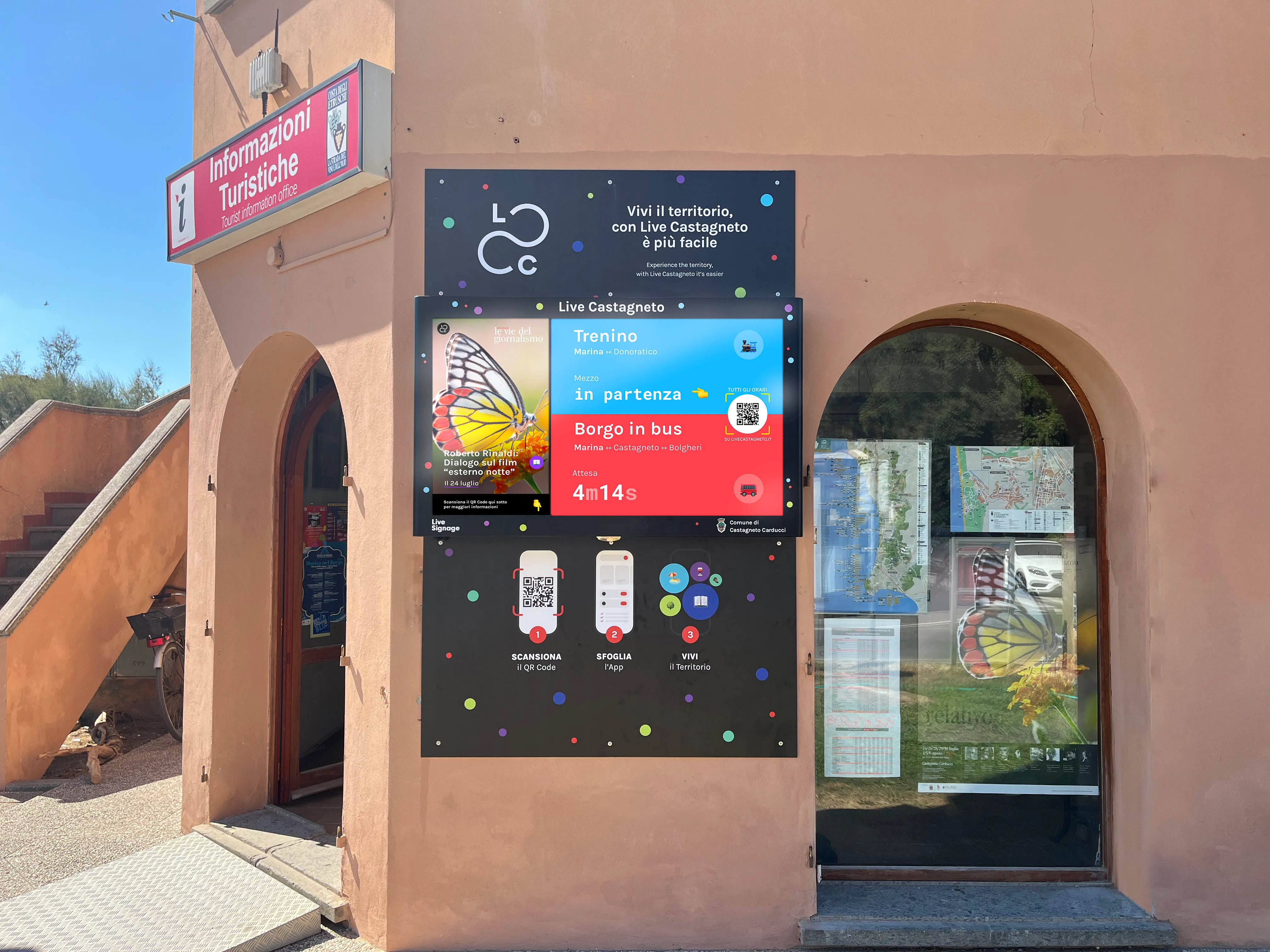 Live Castagneto tourist information display at Marina di Castagneto
