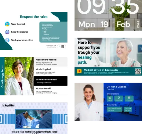 Collection of digital signage templates for healthcare waiting rooms