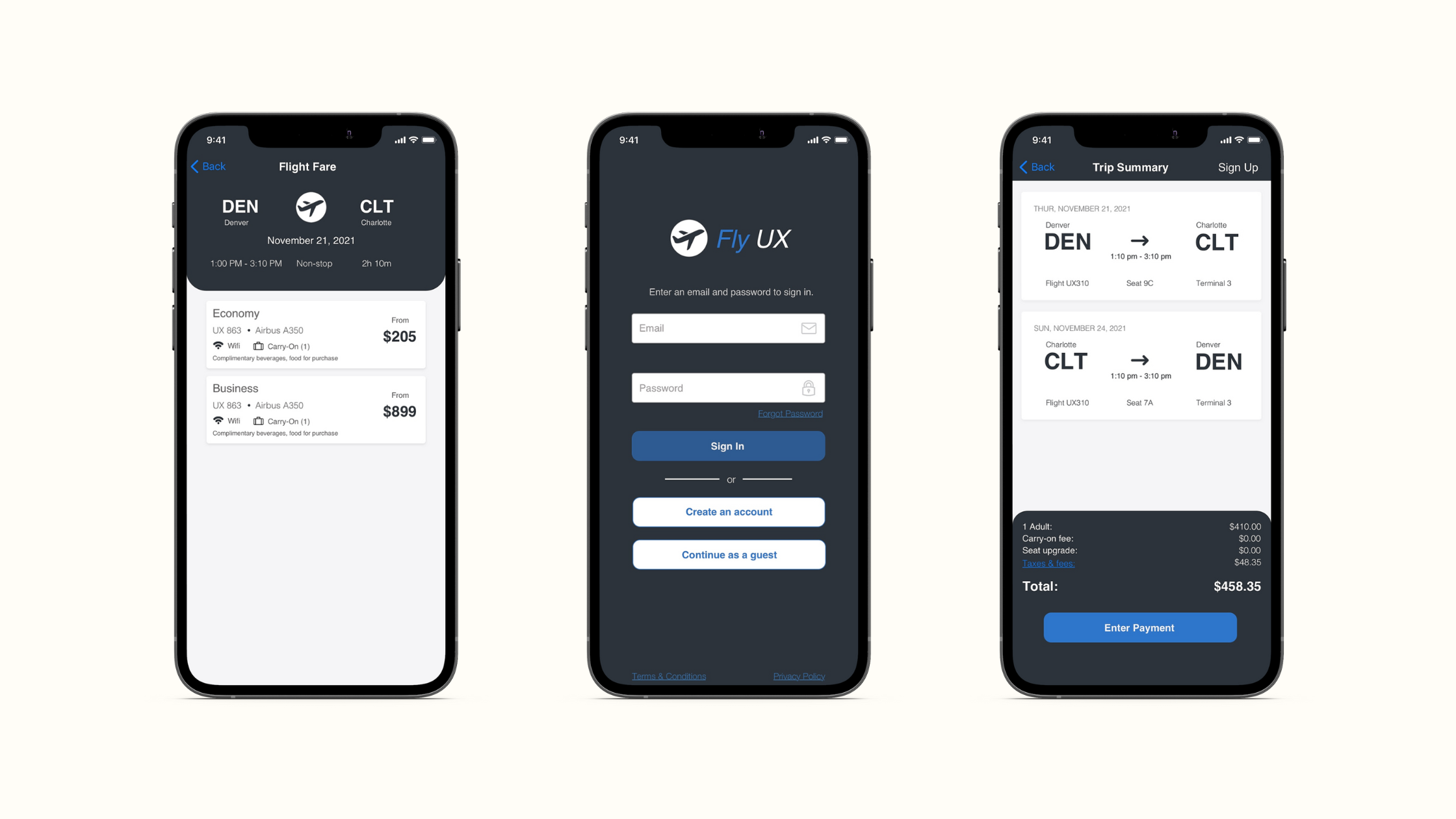 flyux wireframes