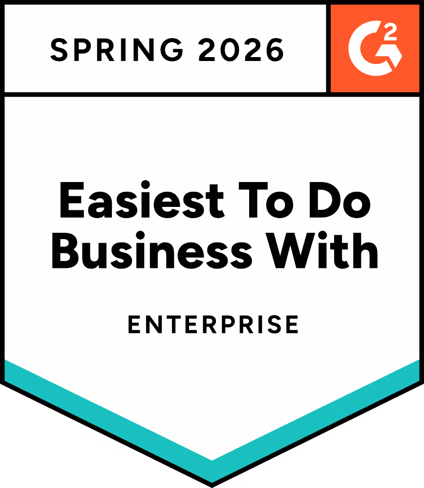 G2 Spring 2026 badge for Easiest To Do Business With in the Enterprise category.