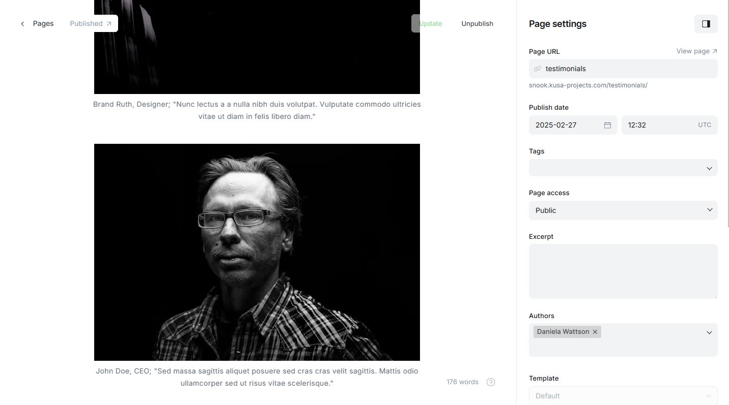 Testimonial page