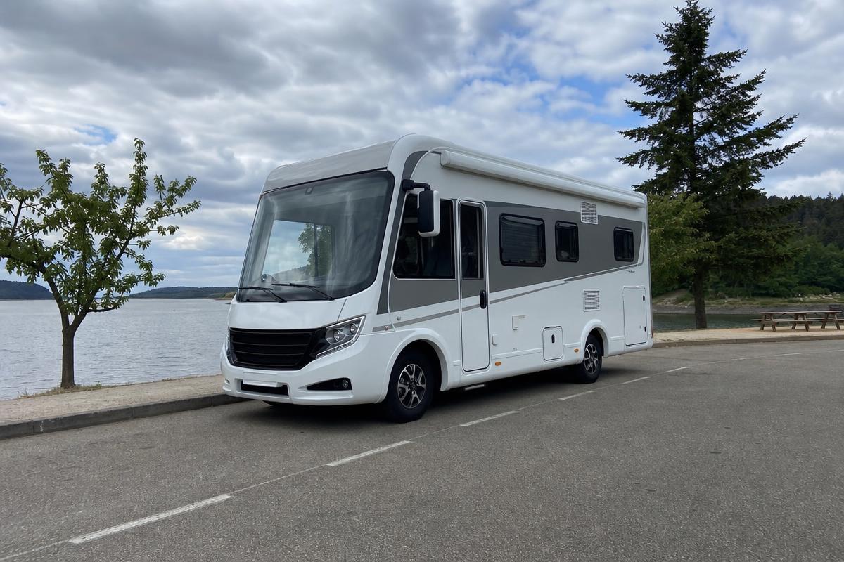 Autocaravana estacionada correctamente sin elementos desplegados, pernocta legal