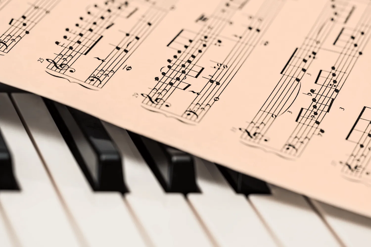 piano keys and sheet music