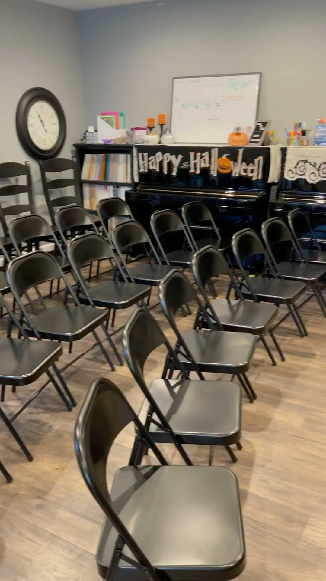 chairs set up in studio