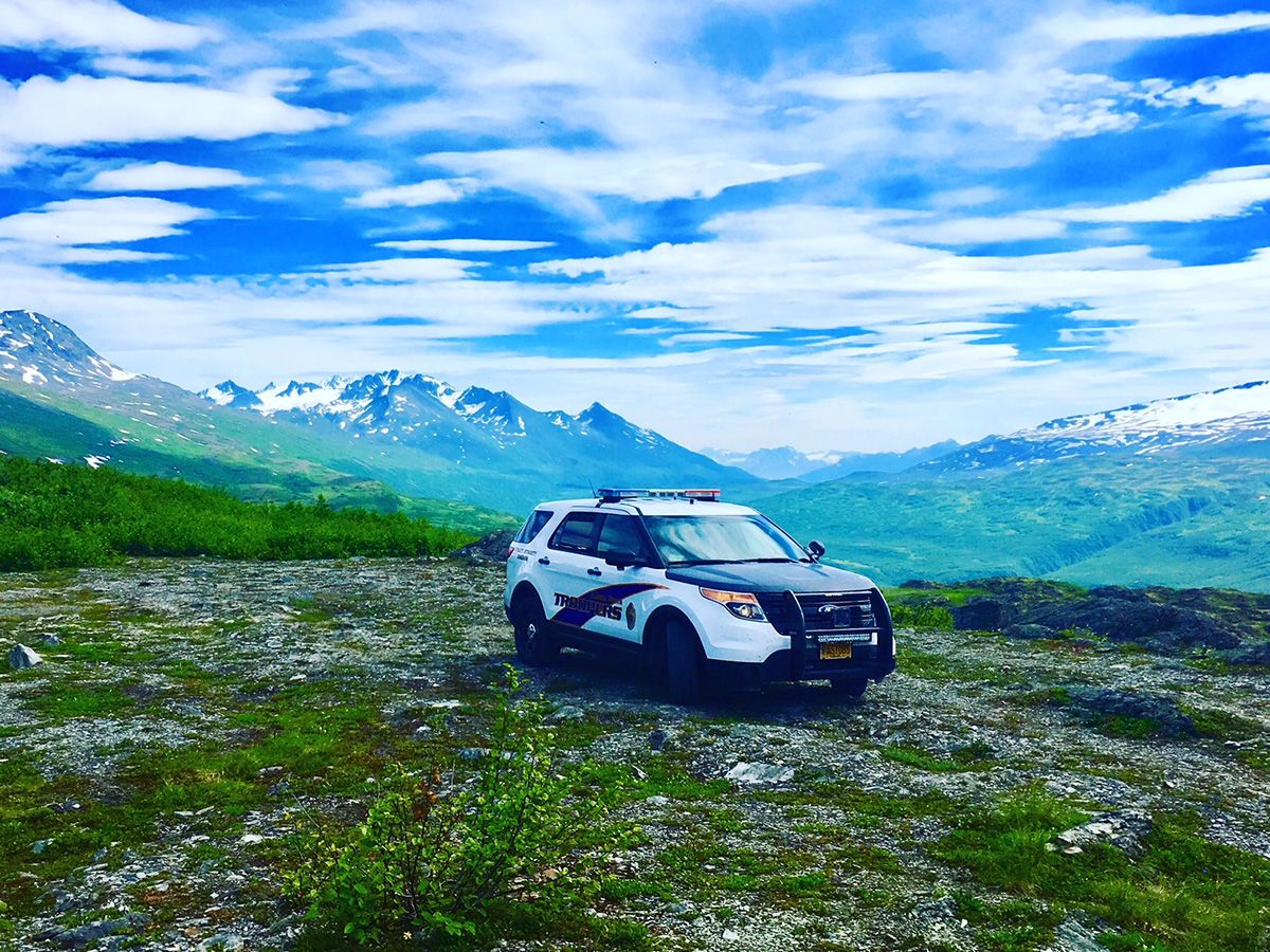 Police SUV on mountain