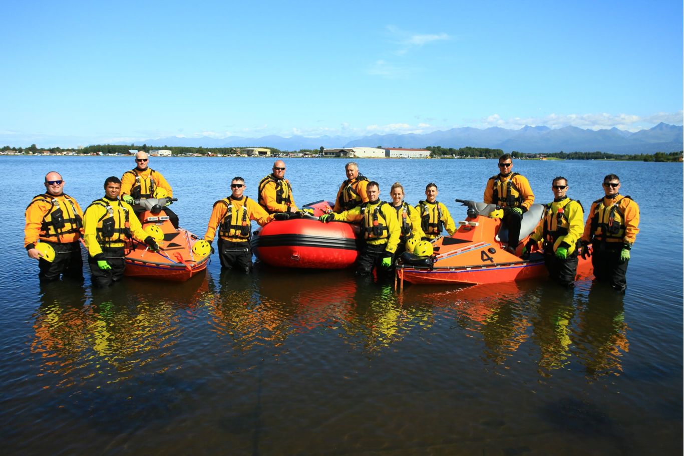 Rescue team with watercraft
