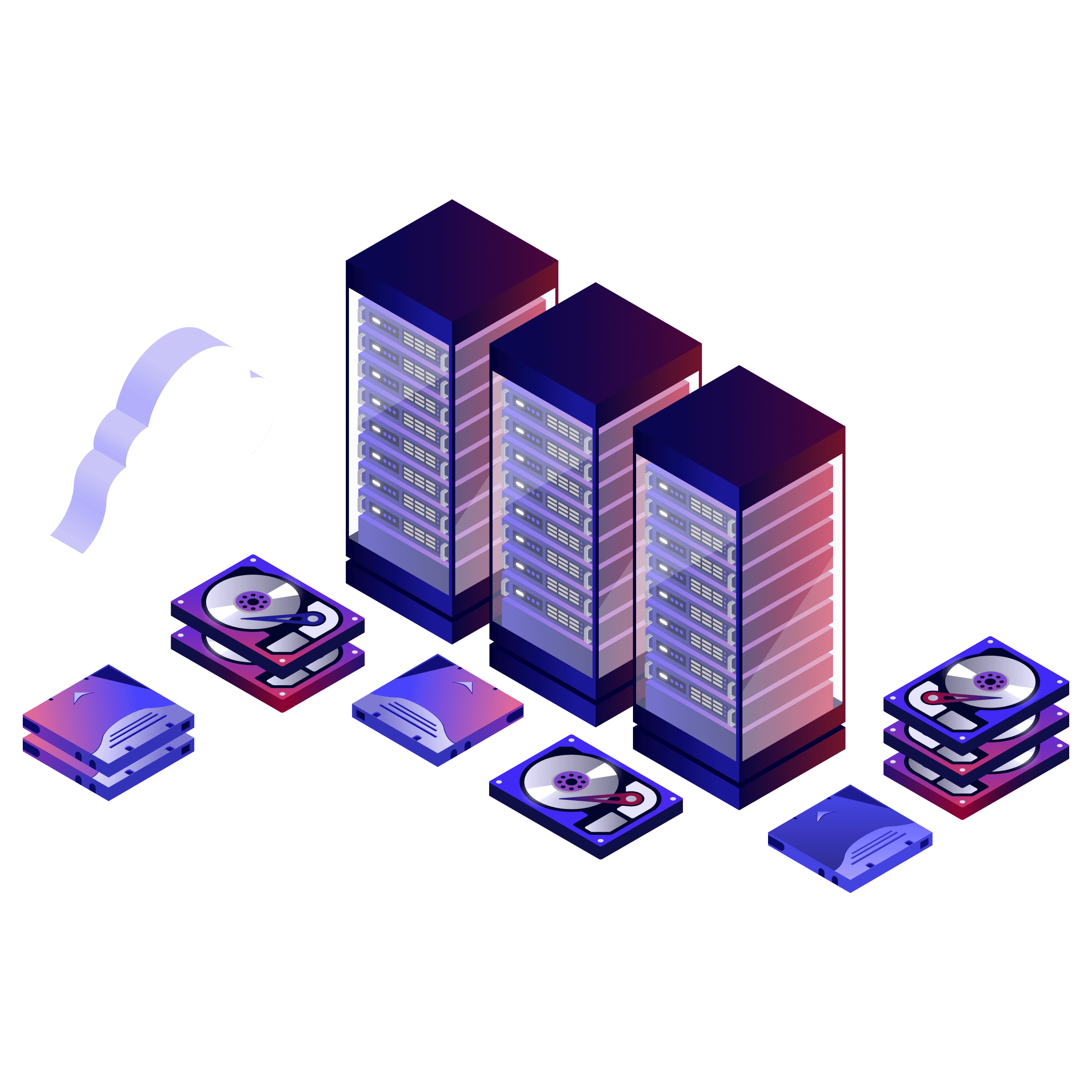 Illustration representing secure, high-speed data migration between cloud storage systems.