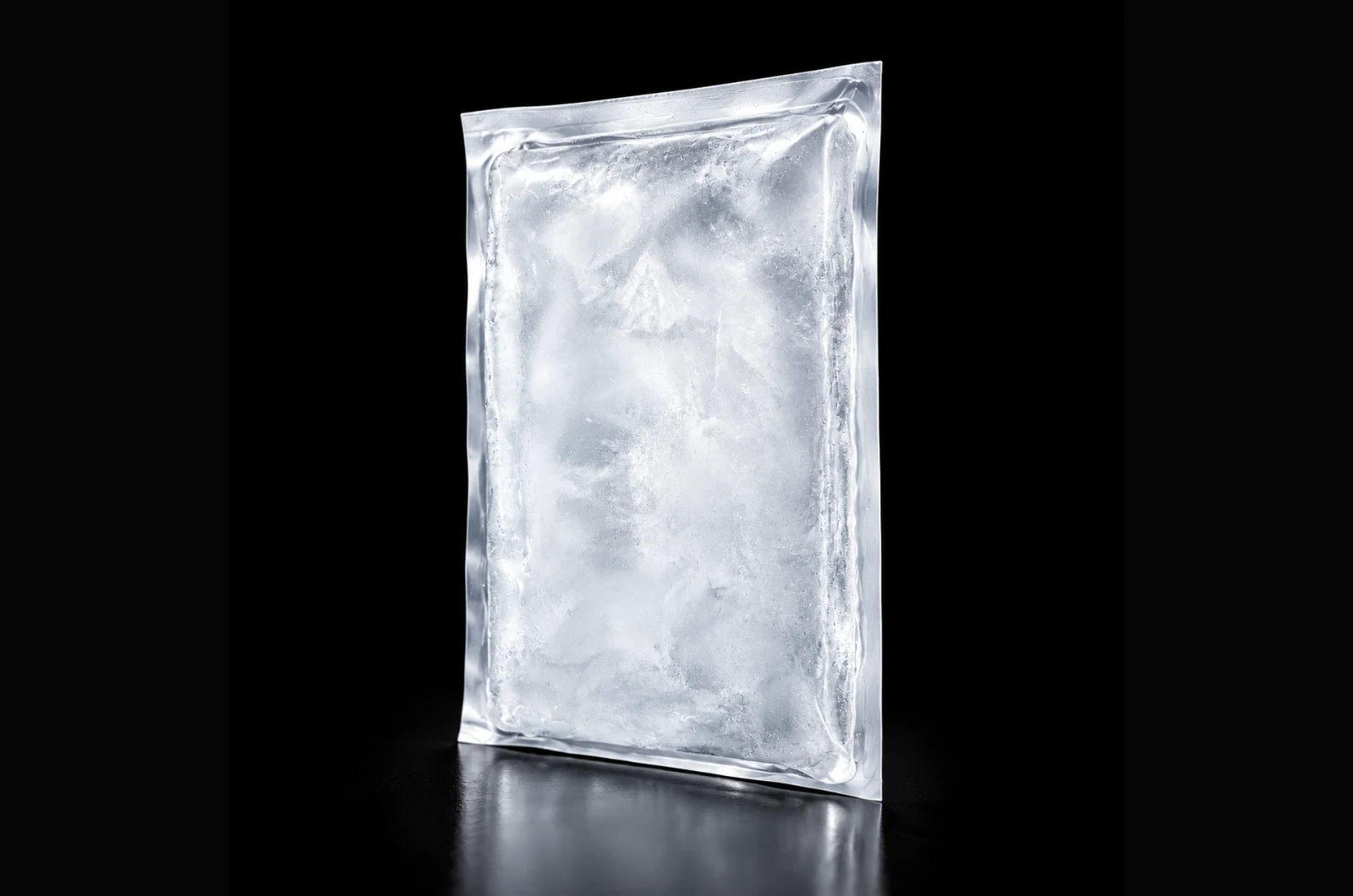 Frozen water cold pack (ice pack) made with 100% water