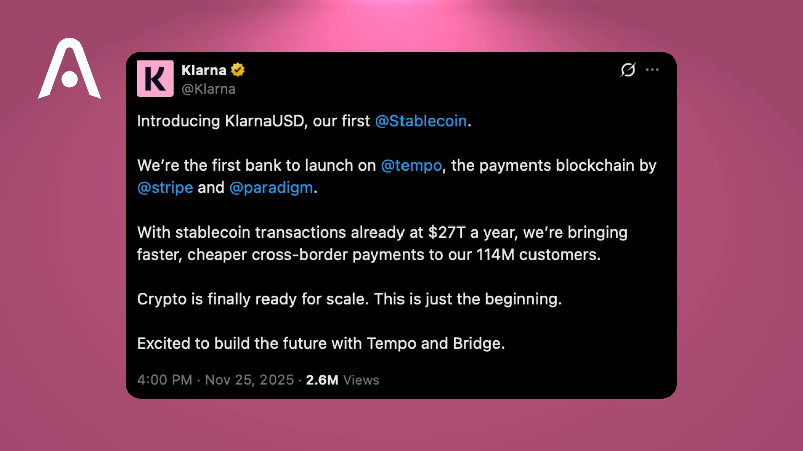 Klarna Launches KlarnaUSD: The New Stablecoin on Tempo Blockchain