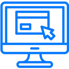 Web application development service icon: desktop screen with cursor selecting a form.