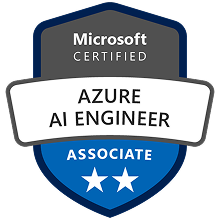 Microsoft Certified Azure AI Engineer Associate badge with two stars.