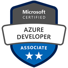 Microsoft Certified Azure Developer Associate badge with two stars.