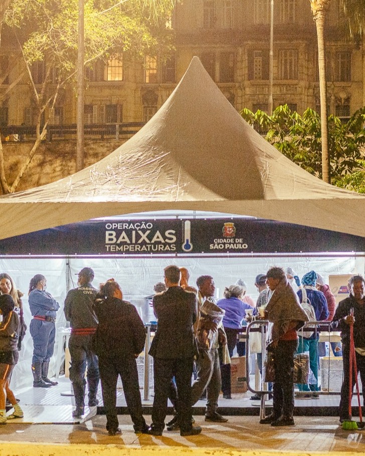 Tenda montada no centro de São Paulo durante a Operação baixas Temperaturas