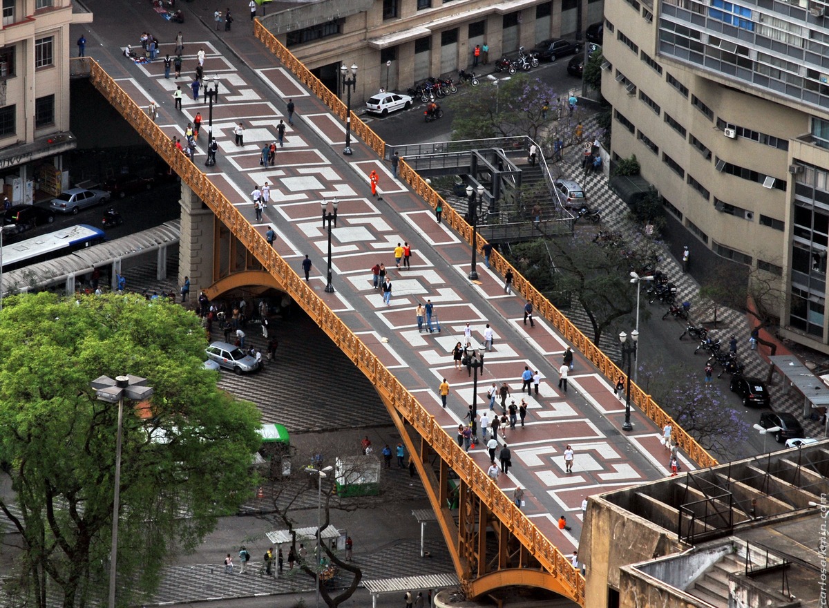 Imagem aérea do Viaduto Santa Ifigênia 