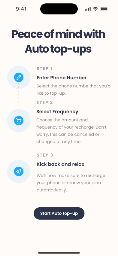 Auto top-up setup flow
