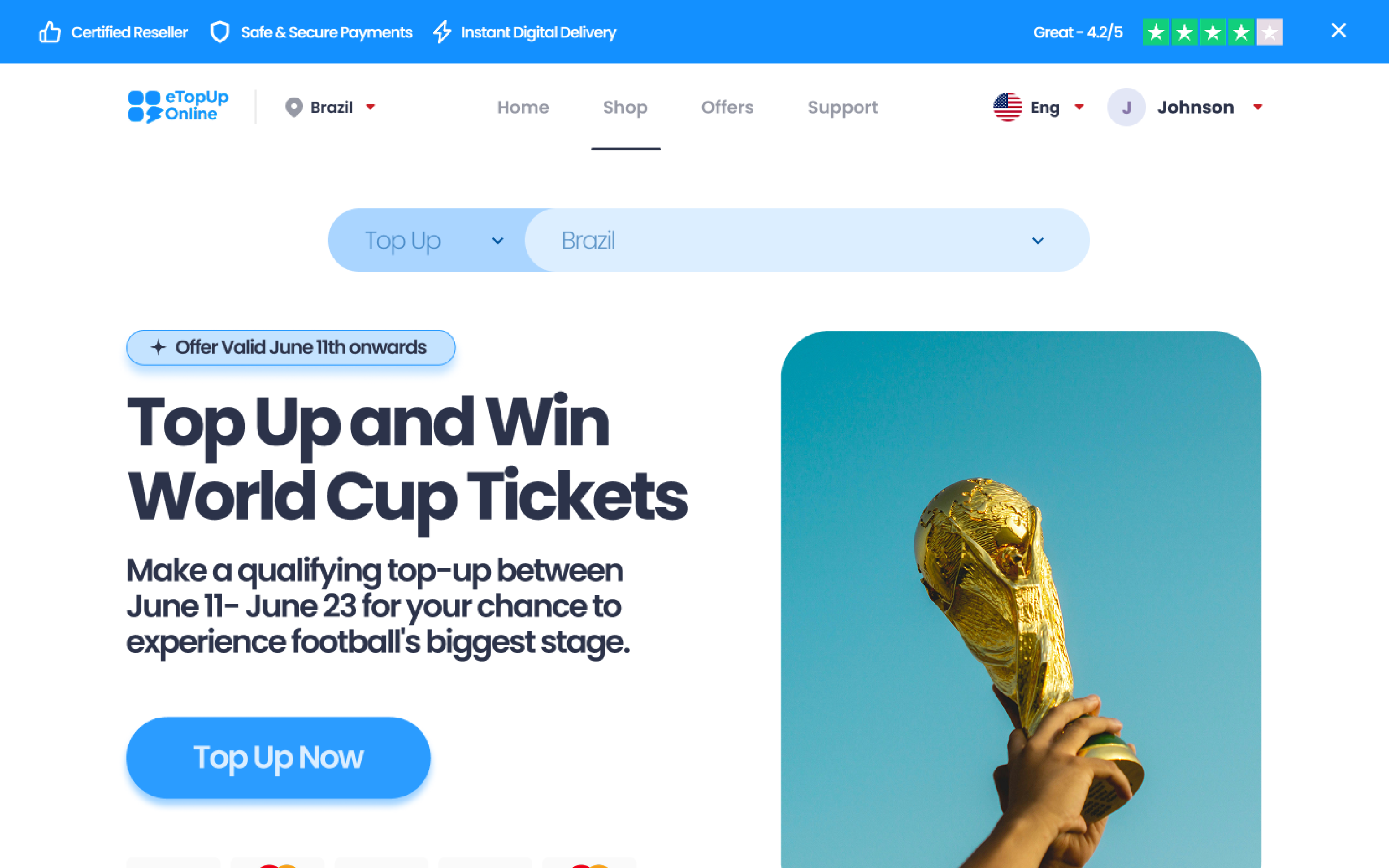 eTopUpOnline storefront — desktop